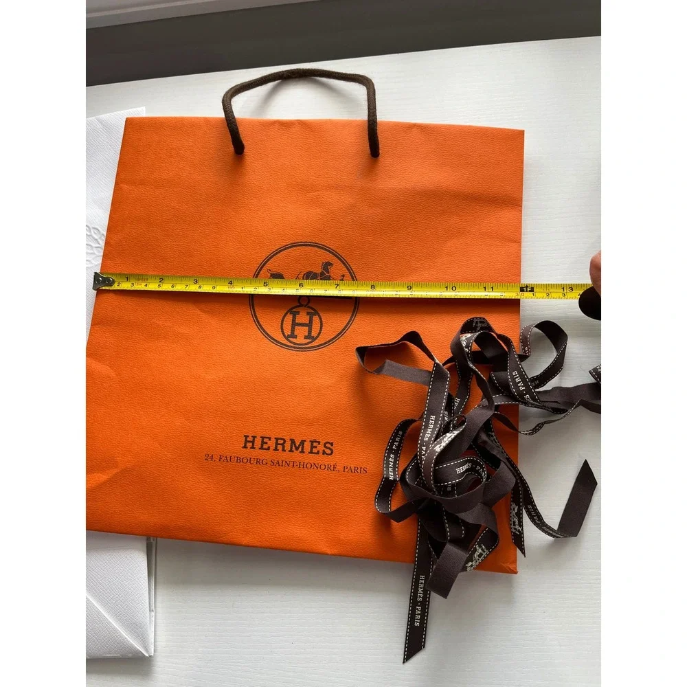 Lot of 3 Hermes Prada Gucci 100 Designer Shopping Bag Bundle w Hermes Ribbon